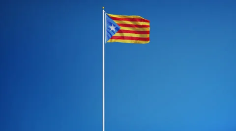 Estelada blava flag in slow motion looped with alpha Stock Footage 65240847