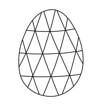 Ester egg with triangle geometric pattern, doodle style flat vector outline for Illustrazione stock