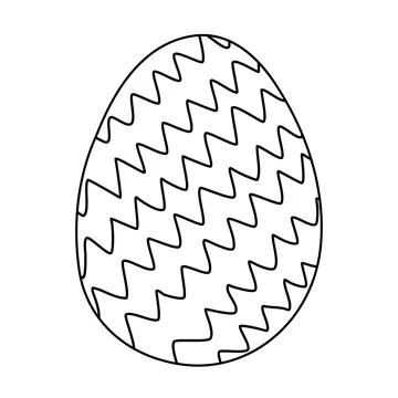 Ester egg with zig zag geometric pattern, doodle style flat vector outline for イラスト素材