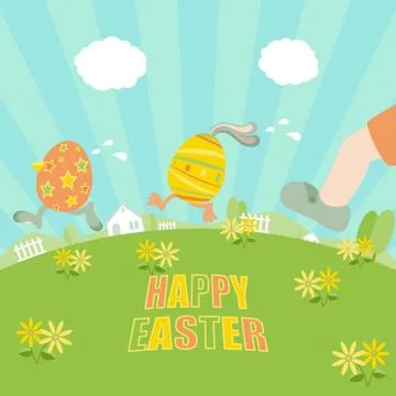 Ester eggs running Stock Illustration