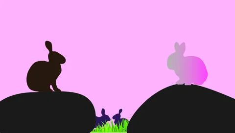 Ester rabbits	and pink background イラスト素材