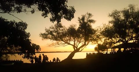 Esteros atardecer 库存照片