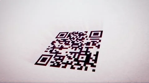 Esthetic 3d rendering of an abstract QR code scanner turned askew. The black  Stock Illustration