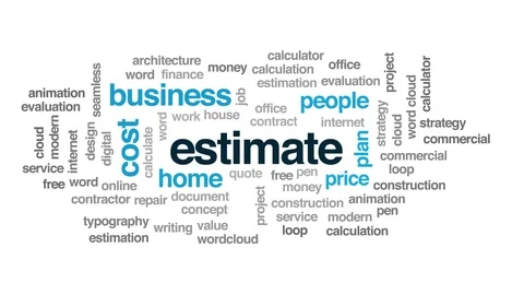 Estimate animated word cloud. Kinetic typography. Vidéo 106511736