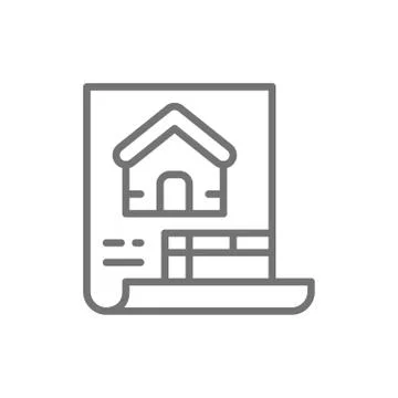 Estimate, construction document, house plan line icon. イラスト素材