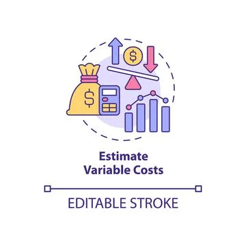 Estimate variable costs concept icon Stock Illustration