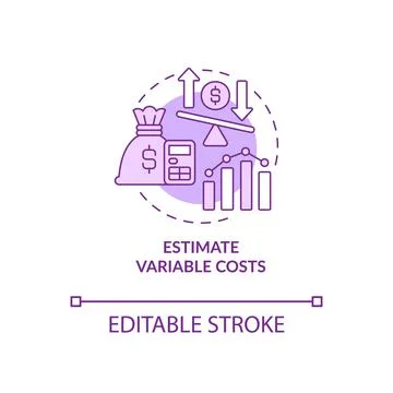 Estimate variable costs purple concept icon Stock Illustration