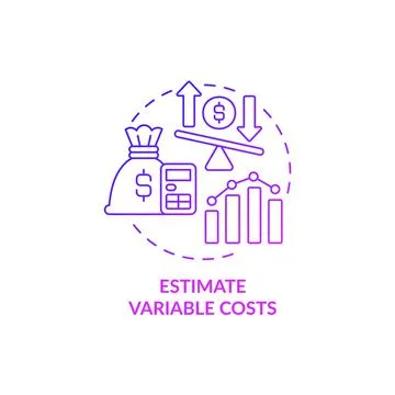 Estimate variable costs purple gradient concept icon Stock Illustration