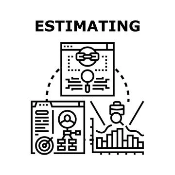Estimating business data for project planning and analysis Stock Illustration