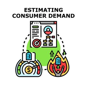 Estimating consumer demand marketing analysis concept Illustrazione stock