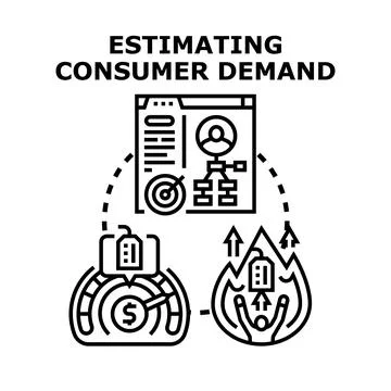 Estimating consumer demand marketing analysis concept Illustrazione stock