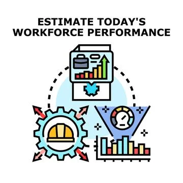 Estimating workforce performance analytics and productivity management concep Stock Illustration