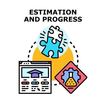 Estimation and progress concept with development and education Stock Illustration