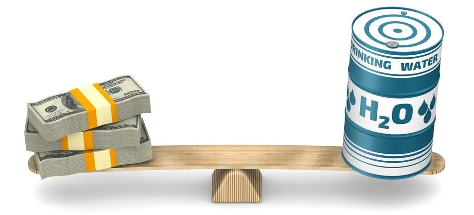 Estimation of the value of drinking water in the US dollars Stock Illustration