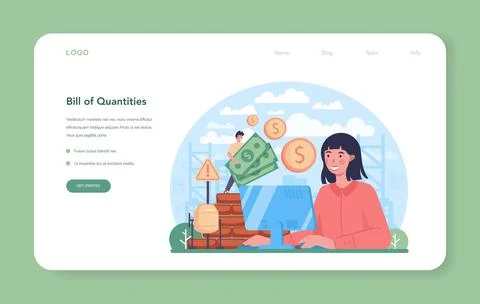 Estimator, financial consultant web banner or landing page Stock Illustration