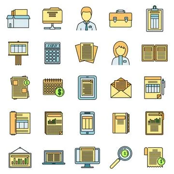 Estimator process icons set vector color line イラスト素材