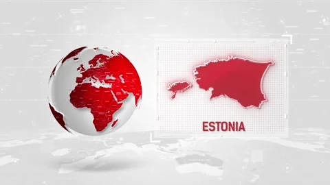 Estonia 4K Tech Map Beside Globe On White Background. Stock Footage 340453871