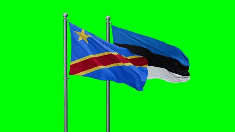 Estonia and Congo-Kinshasa two flags Stock Footage 292799035
