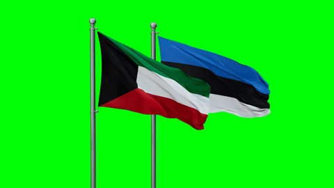 Estonia and Kuwait two flags Stock Footage 291185730