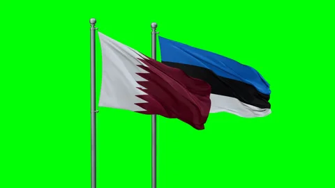 Estonia and Qatar two flags Stock Footage 291192054