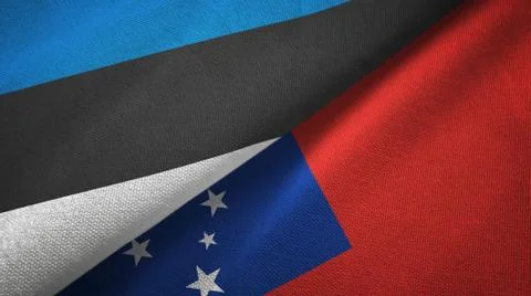 Estonia and Samoa two flags textile cloth, fabric texture Stock Illustration