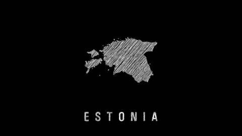 Estonia animated scribble map sketch on black background Stock Footage 318162421