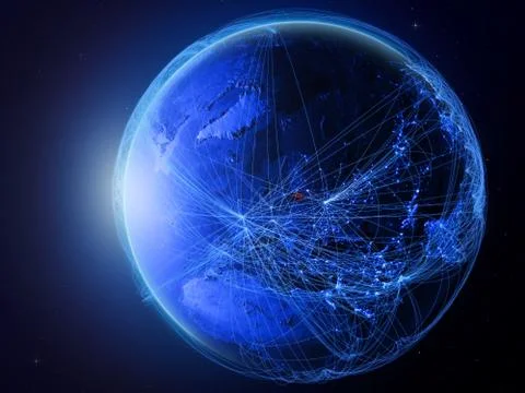 Estonia on blue Earth with network Stock Illustration