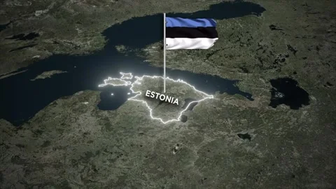 Estonia Border Map Animation with Waving of Estonia National Flag on World Map 库存影片 330960509