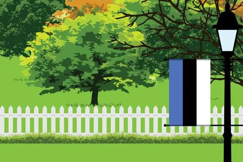 Estonia Day Trees Lamp Vector Illustration Stock Illustration