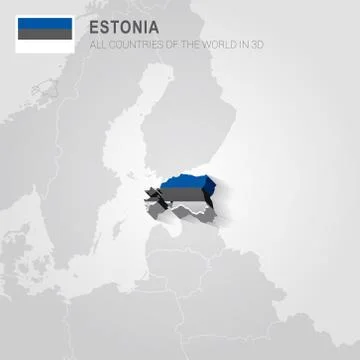 Estonia drawn on gray map. Stock Illustration