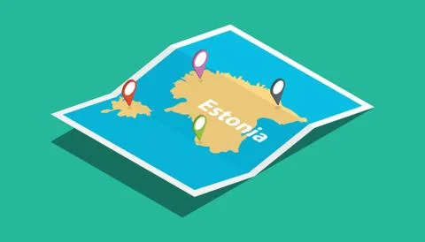 Estonia explore maps with isometric style and pin location tag on top Stock-Illustration