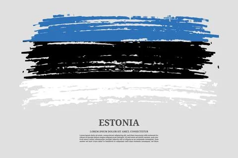 Estonia flag with brush stroke effect and information text poster, vector 스톡 일러스트