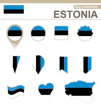 Estonia Flag Collection Stock Illustration