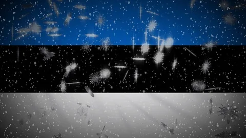 Estonia flag falling snow loopable, New Year and Christmas background, loop Stock Footage 121204266