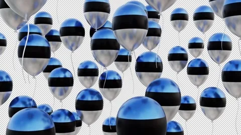 Estonia Flag On The Flying Balloons Stock Footage 314653696