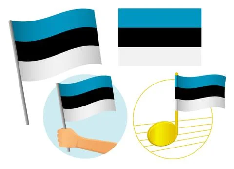 Estonia flag icon set Stock Illustration