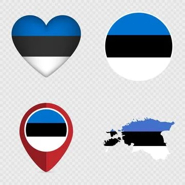 Estonia Flag Icons Pack. Vector illustration. Stock Illustration