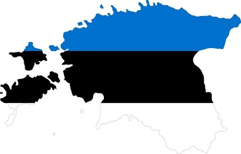Estonia Flag in Map, Estonia Map with Flag, Nation Flag of Estonia, Estonia m Stock Illustration