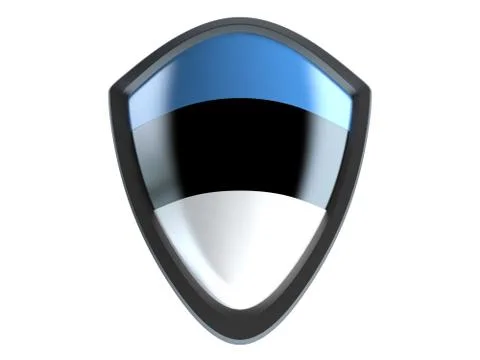 Estonia flag on metal shield isolate on white background. Stock Illustration