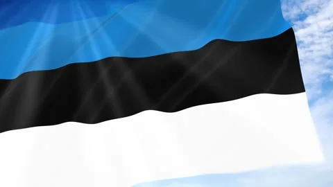 Estonia Flag Seamless Loop 4k 60fps on Sky Background Stock Footage 341672909