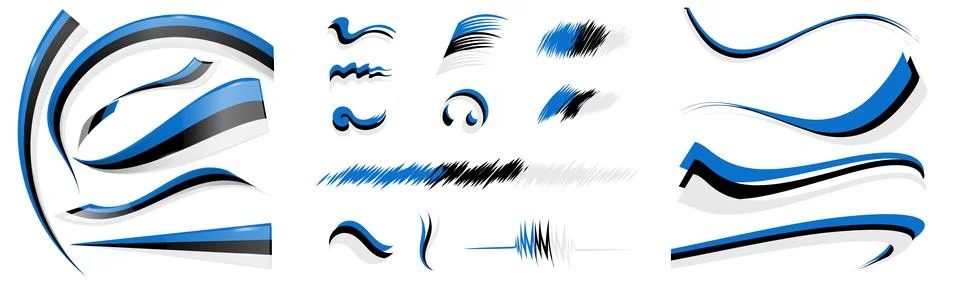 Estonia flag set elements, vector illustration on a white background イラスト素材