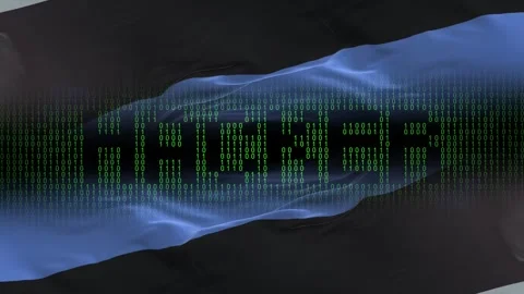 Estonia flag - Waving flag on matrix binary code background Stock Footage 321419946