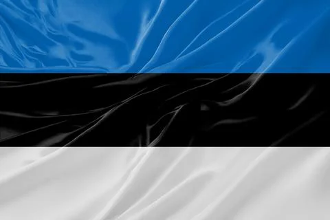 Estonia Flag Waving Textures Silk Background Stock Illustration