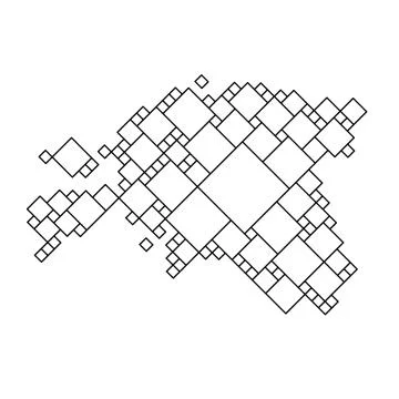 Estonia map from black pattern from a grid of squares of different sizes Illustrazione stock