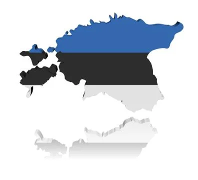 Estonia map flag 3d render with reflection illustration Stock Illustration