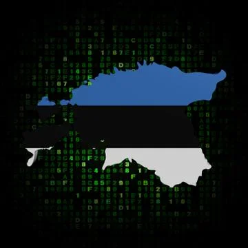 Estonia map flag on hex code illustration Illustrazione stock