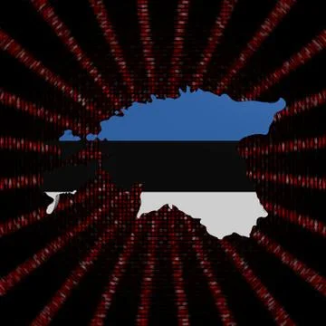 Estonia map flag on red hex code burst illustration Stockillustratie