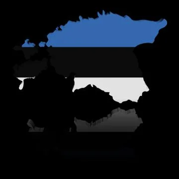 Estonia map flag with reflection illustration Stock Illustration