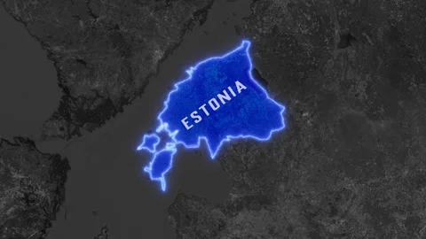 Estonia Map Highlight with Glowing Blue Border Stock Footage 341560819
