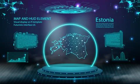 Estonia map light connecting effect background. abstract digital technology.. Stock Illustration